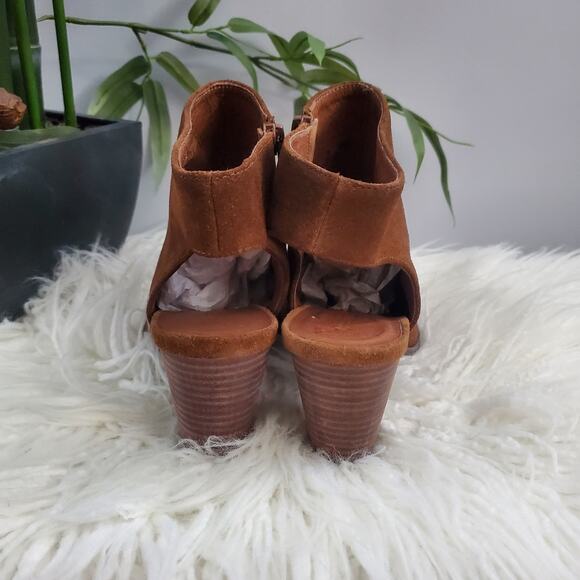 Chocolat Blu Brown Haaz Suede Sling Chunky Heel Shoe Booties 8.5 - Picture 5 of 10